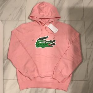 Lacoste Pink Hoodie with Green Logo
